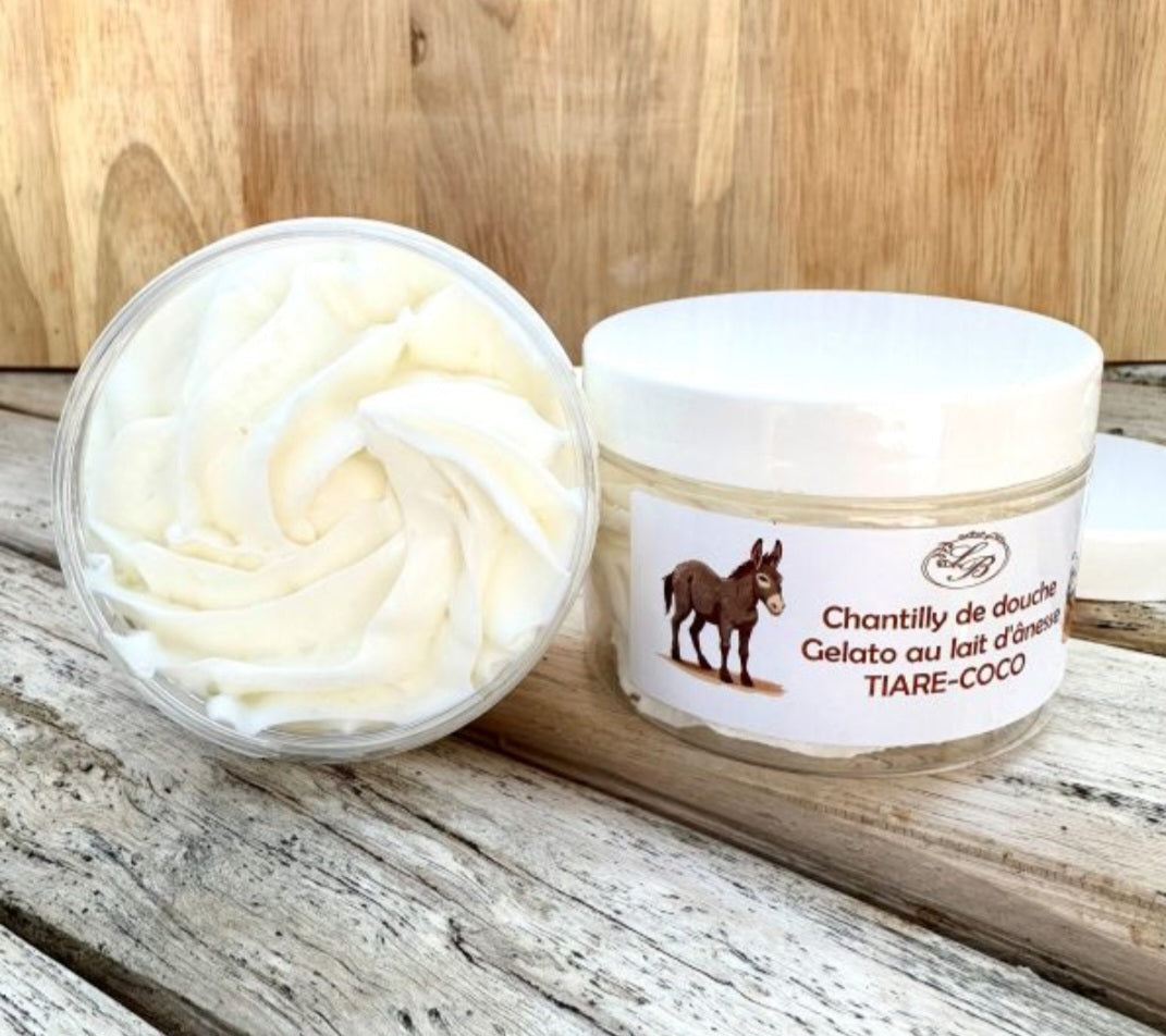 Chantilly de douche et bain au lait d’ânesse Monoï