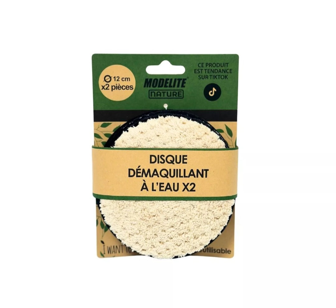 DISQUE DEMAQUILLANT A L EAU X 2- LAVABLE ET REUTILISABLE
