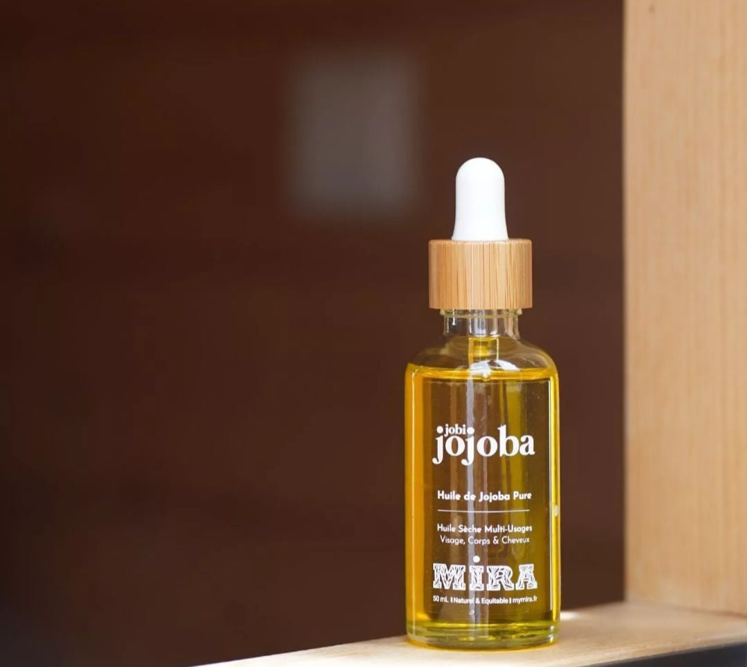 Huile multi-fonction - Jobi Jojoba - Huile sèche de Jojoba vierge - Visage, corps, cheveux - Nourrissante, protectrice, sébo-régulatrice, démaquillante