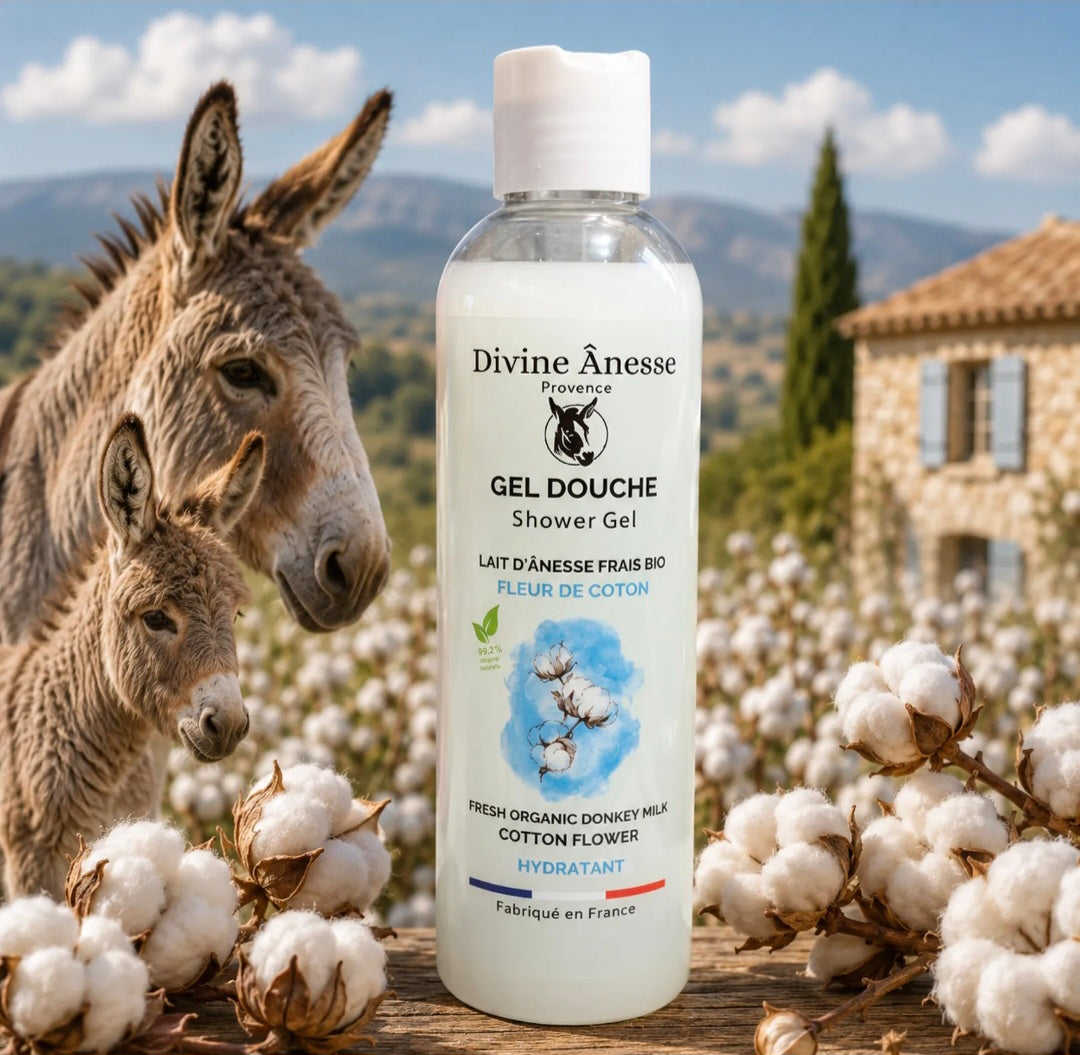 Gel douche au lait d'ânesse frais et fleur de coton