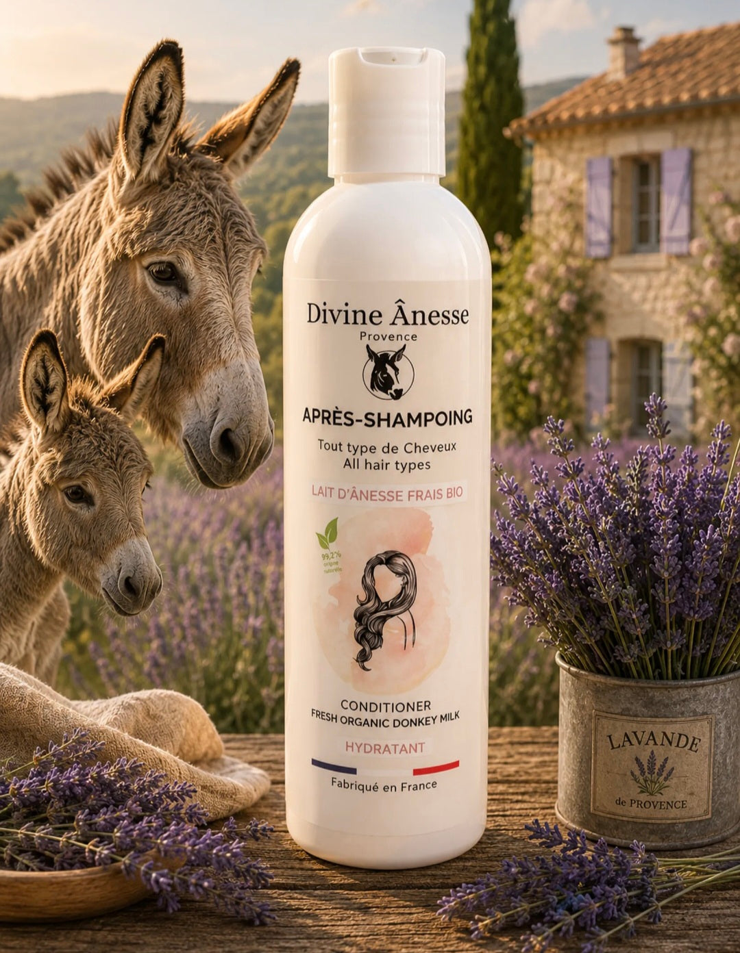 Après-Shampoing au lait d'ânesse frais et biologique