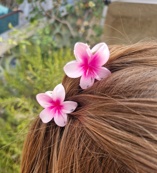 Petite pince fleur BLANCHE et ROSE