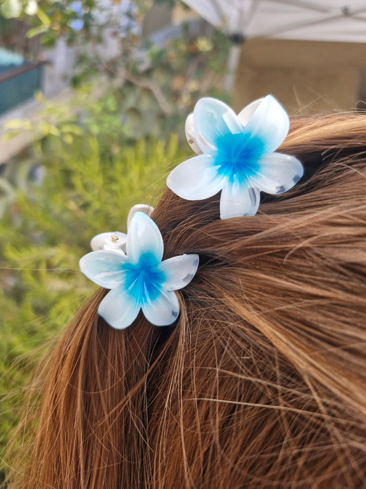 Petite pince fleur BLANCHE et BLEU