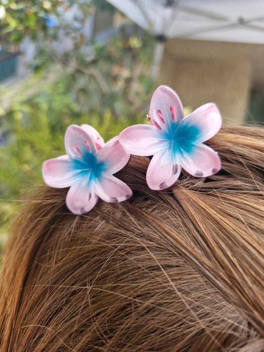 Petite pince fleur ROSE et BLEU