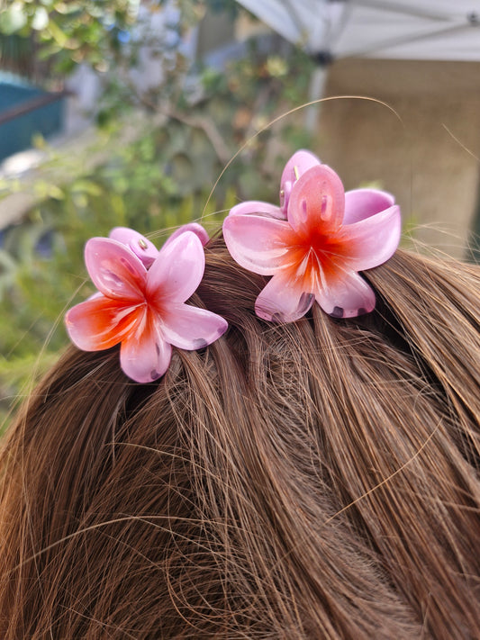 Petite pince fleur ROSE et ORANGE