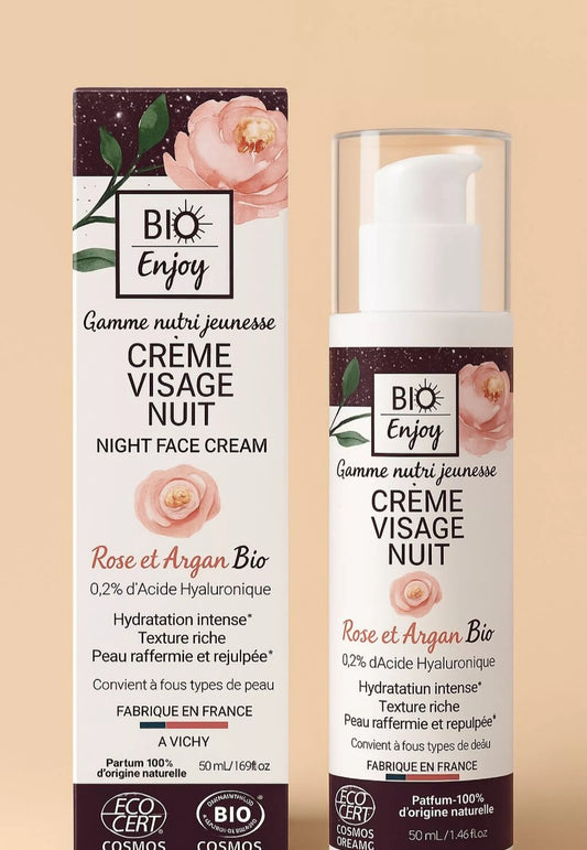 Crème visage de Nuit Rose Argan – Certifiée Bio