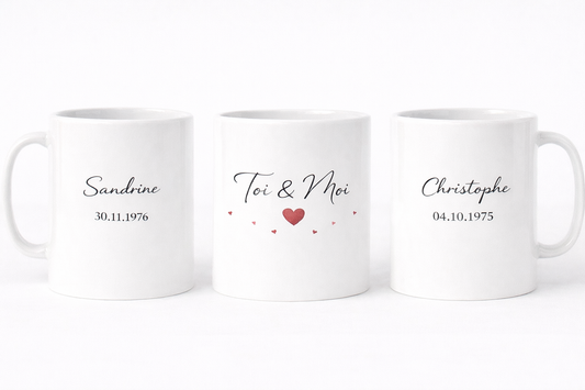 Mug TOI ET MOI personnalisable PRENOM ET DATE