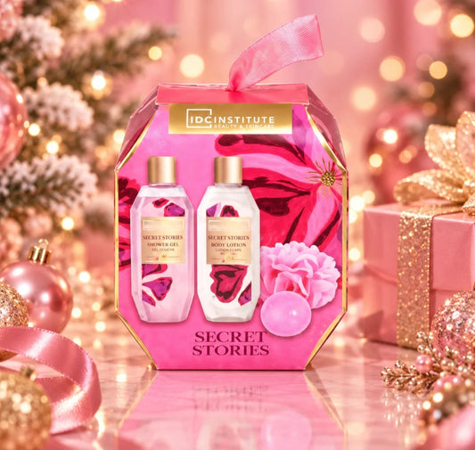Coffret Secret Stories Blooming Gift Ornament – Gel douche, lait corps, bombe de bain et fleur de bain