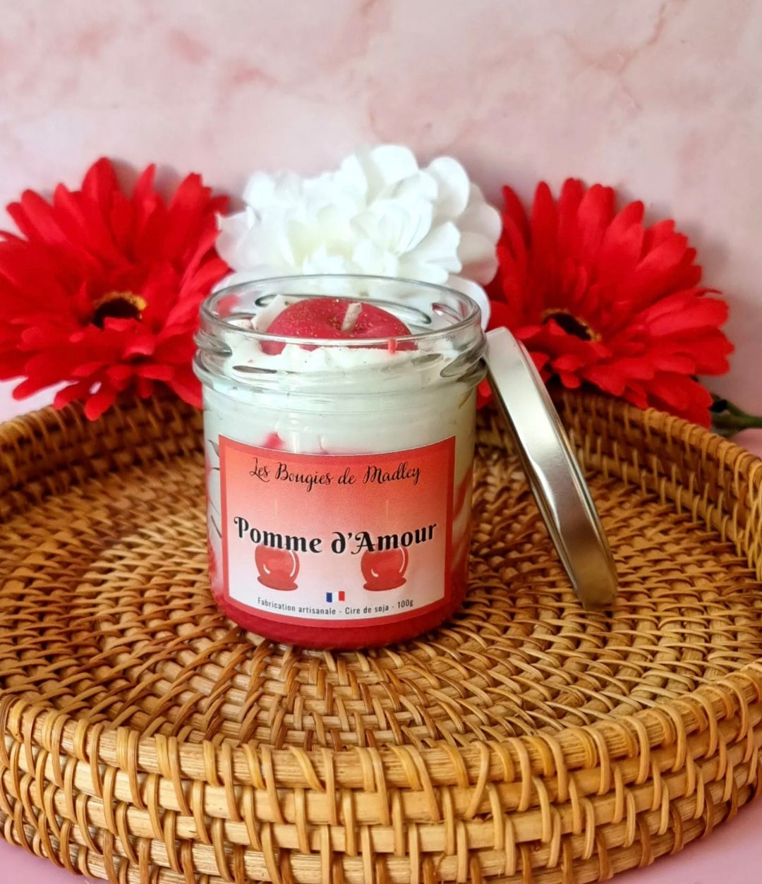Bougie gourmande pomme d'amour