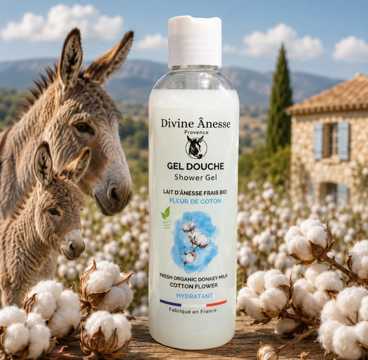Gel douche au lait d'ânesse frais et fleur de coton