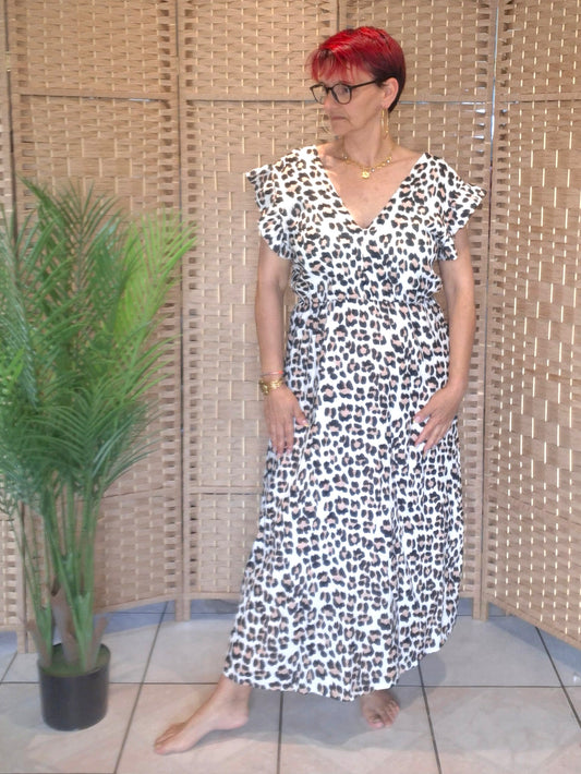 Robe LOLA BEIGE imprimé léopard