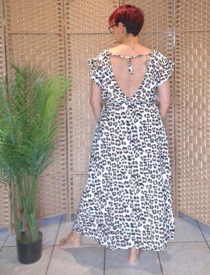 Robe LOLA BEIGE imprimé léopard