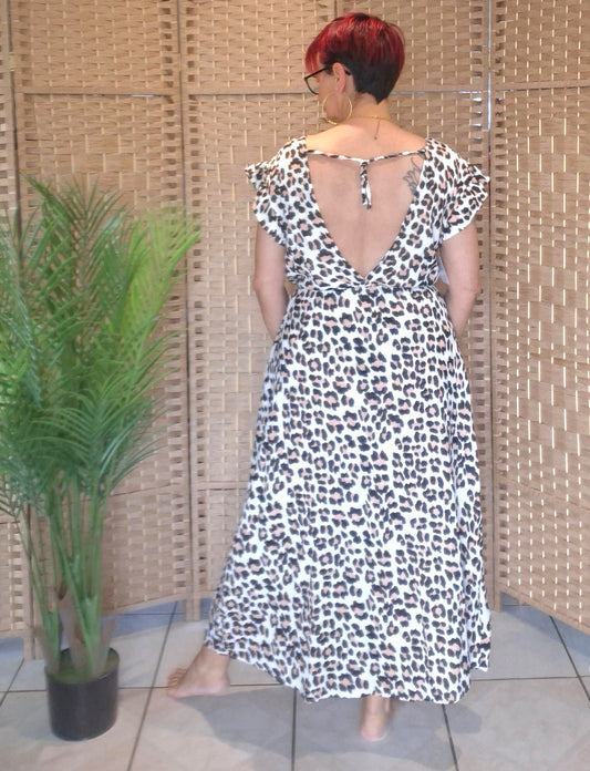 Robe LOLA BEIGE imprimé léopard