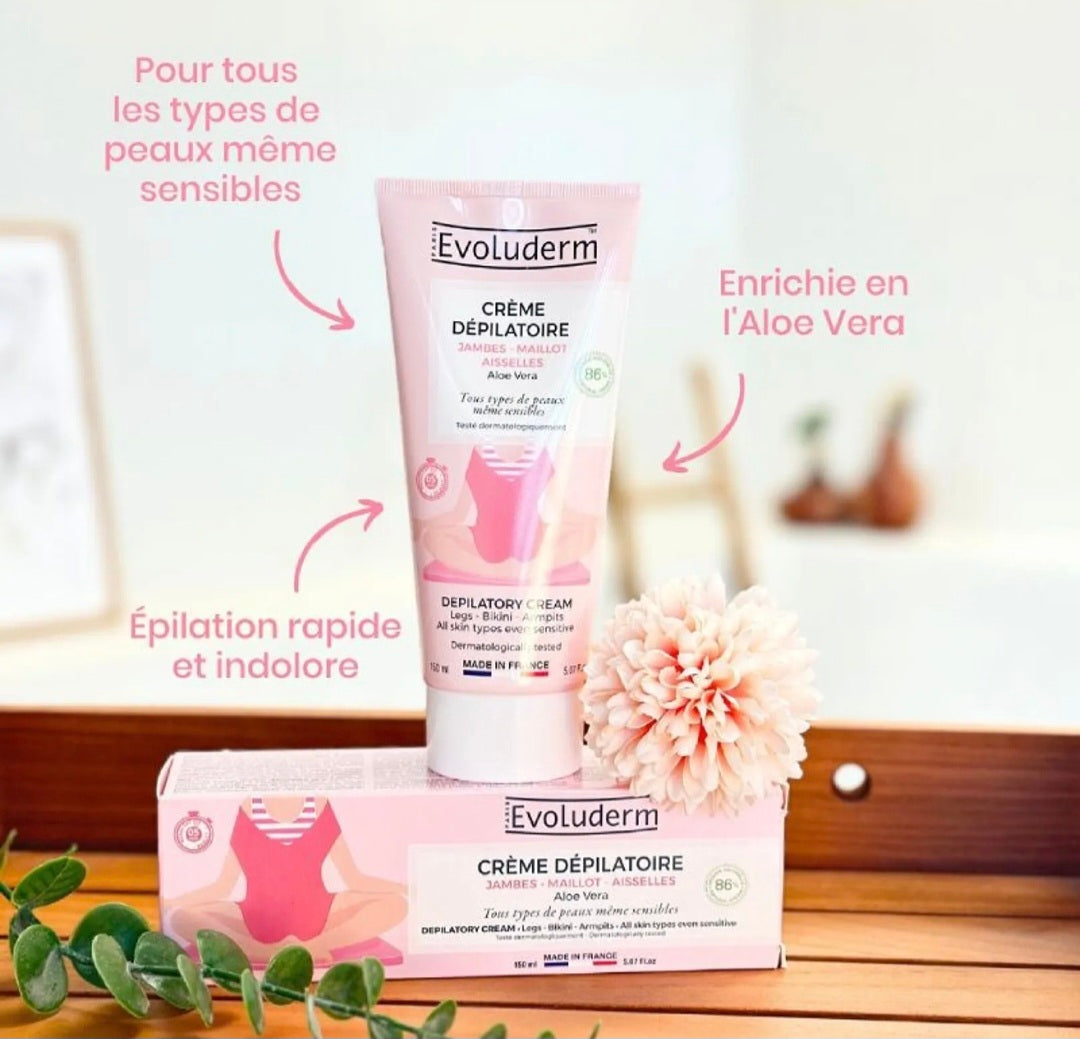 Crème Dépilatoire Jambes - Maillot -Aisselles - 150ml - Ingrédients d'Origine Naturelle