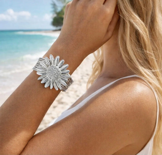 Bracelet manchette TOURNESOL ARGENT