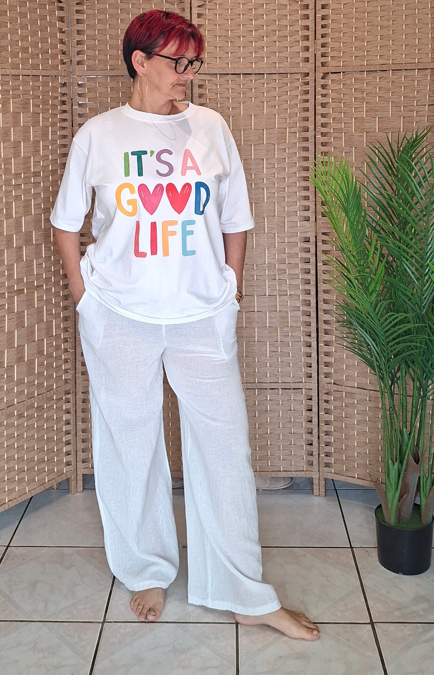 Pantalon gaz de coton  AMBRE BLANC