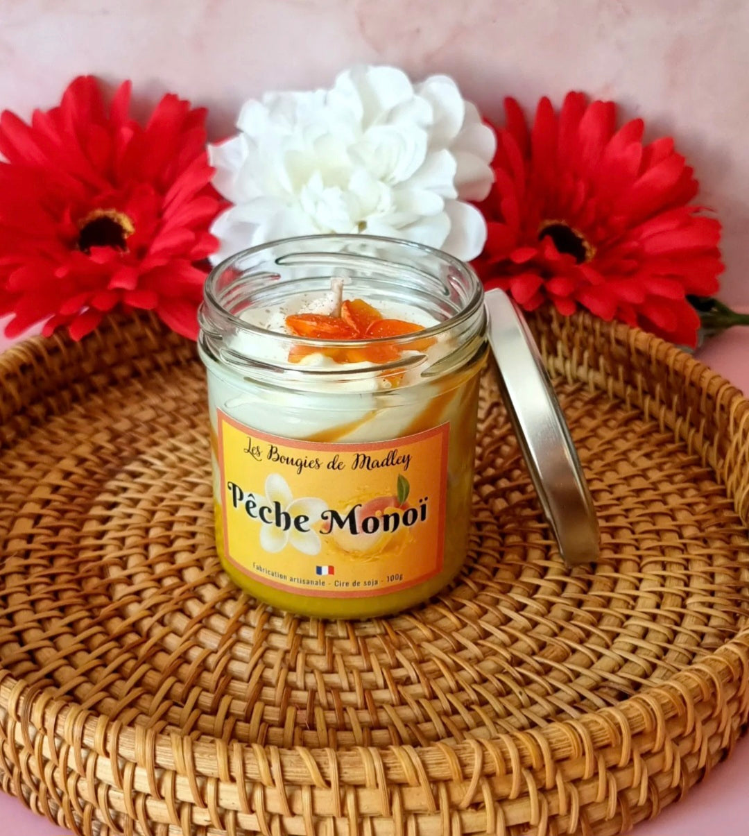 Bougie gourmande Monoï Pêche