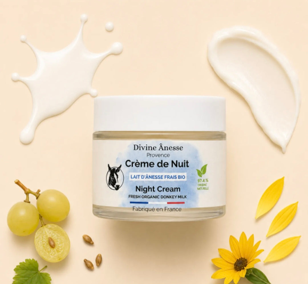 Crème visage de nuit au lait d'ânesse Frais et biologique