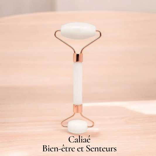 ✅ Rouleau de Massage Visage en Pierre Blanche