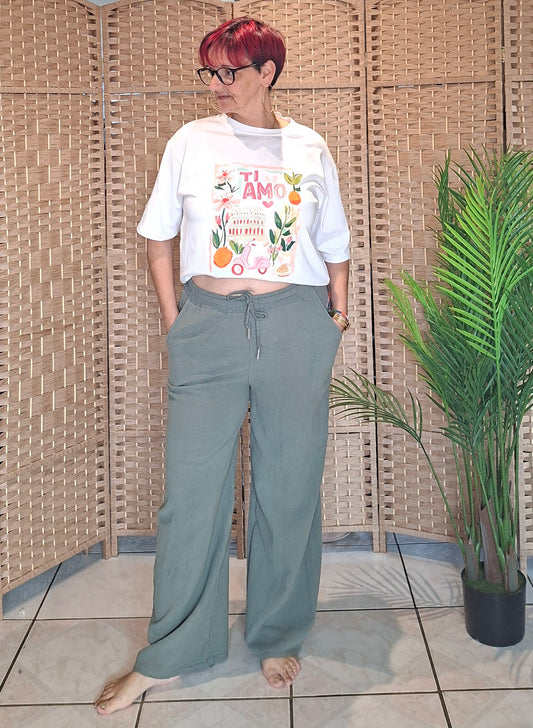 Pantalon  gaz de coton AMBRE KAKI